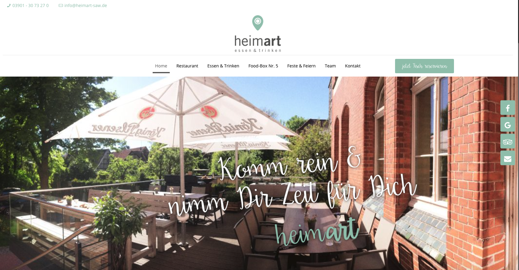Startseite Website Restaurant heimart