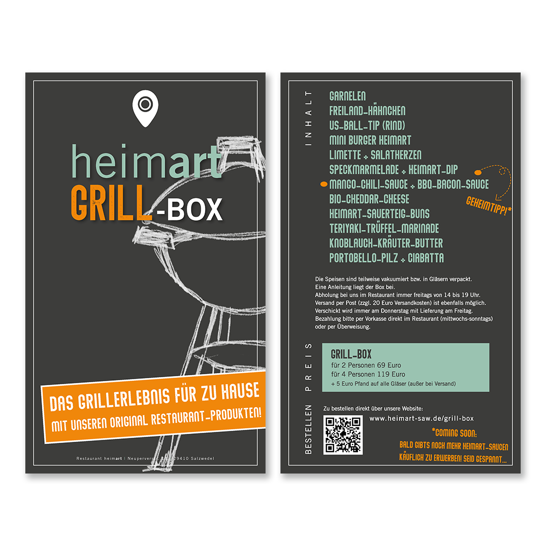 Flyer für Grill-Box Restaurant heimart